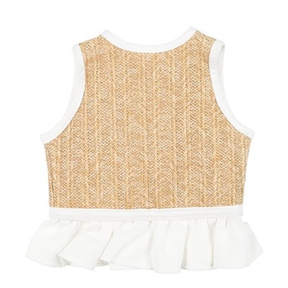 Girl’s 12 Belle Chiara coquette ruffled Natural raffia straw vest Easter Spring - Picture 2 of 10